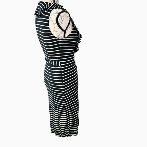Women's | Banana Republic | Black White Stripped Ruffle Wrap Tianna Dress - XS - Picture 5 of 8
